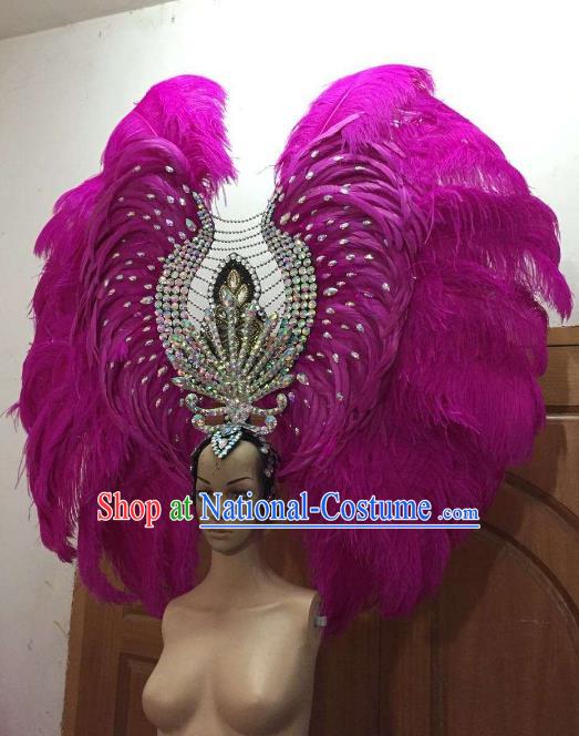 Professional Samba Dance Hair Accessories Brazilian Rio Carnival Purple Feather Headdress for Women