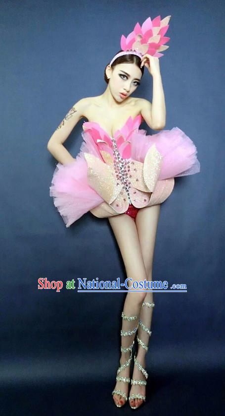 Top Grade Catwalks Pink Costume Halloween Stage Performance Brazilian Carnival Clothing for Women