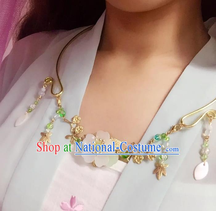 Handmade Chinese Traditional Accessories Hanfu Cherry Blossom Necklace for Women