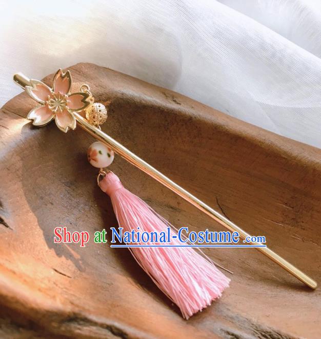 Chinese Traditional Hair Accessories Ancient Hanfu Pink Tassel Hair Clip Hairpins for Women