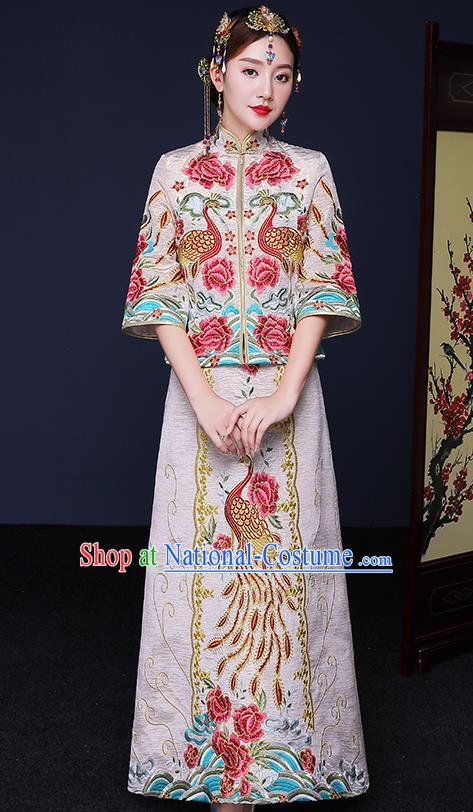 Traditional Chinese Female Wedding Costumes Ancient Embroidered Phoenix Peony Bottom Drawer XiuHe Suit for Bride