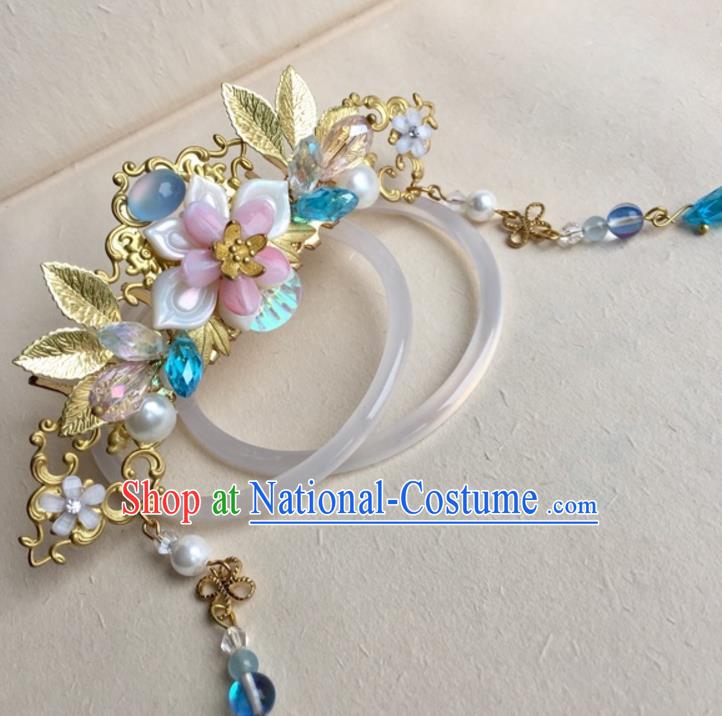 Chinese Traditional Hair Accessories Golden Leaf Phoenix Coronet Ancient Hanfu Hairpins for Women