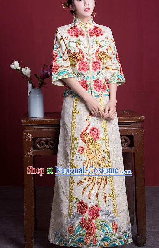 Traditional Chinese Wedding Costumes Traditional Xiuhe Suits Ancient Chinese bridal Full Dress