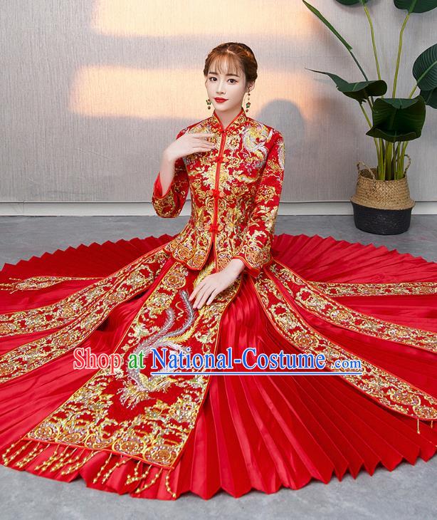 Traditional Chinese Wedding Costumes Traditional Xiuhe Suits Ancient Chinese bridal Full Dress