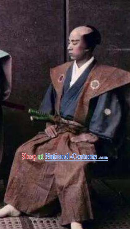 Japanese Ancient Broad Shoulders Authentic Samurai Outfit Clothing Complete Set for Men