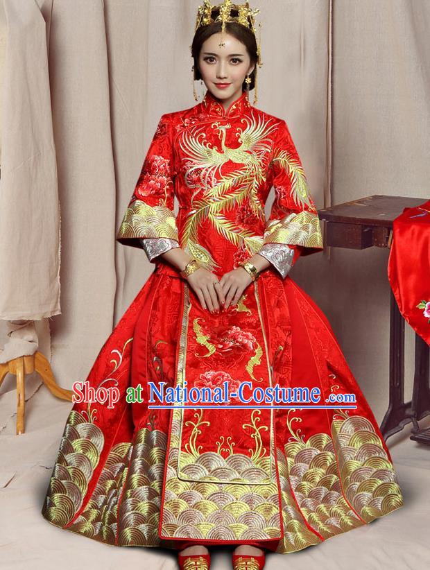 Traditional Chinese Embroidered XiuHe Suit Wedding Costumes Ancient Bottom Drawer for Bride