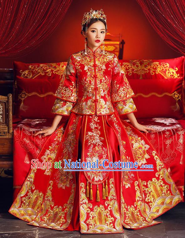 Traditional Chinese Wedding Costumes Traditional Xiuhe Suits Ancient Chinese bridal Full Dress