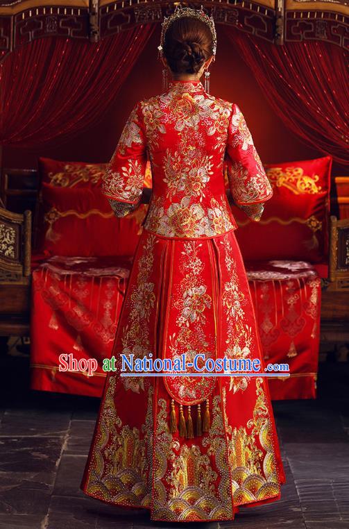 Traditional Chinese Wedding Costumes Traditional Xiuhe Suits Ancient Chinese bridal Full Dress