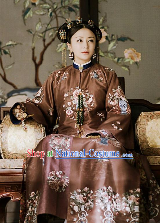 Story of Yanxi Palace Traditional Chinese Qing Dynasty Palace Lady Costume Asian China Ancient Manchu Embroidered Clothing