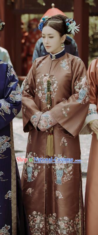 Story of Yanxi Palace Traditional Chinese Qing Dynasty Palace Lady Costume Asian China Ancient Manchu Embroidered Clothing