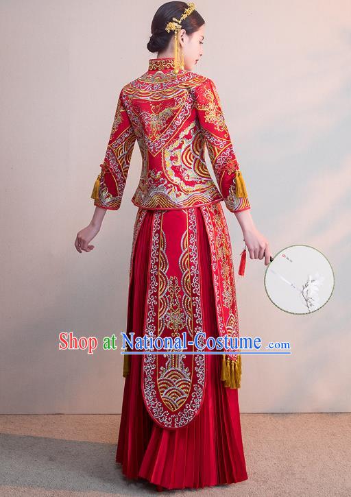 Traditional Chinese Wedding Costumes Traditional Xiuhe Suits Ancient Chinese bridal Full Dress