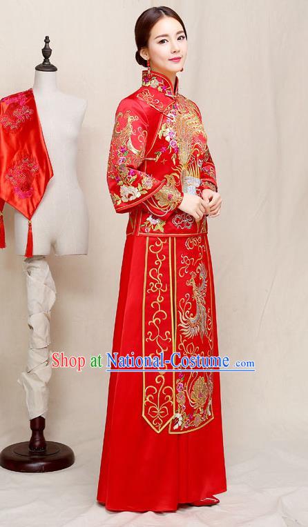 Traditional Chinese Wedding Costumes Traditional Xiuhe Suits Ancient Chinese bridal Full Dress