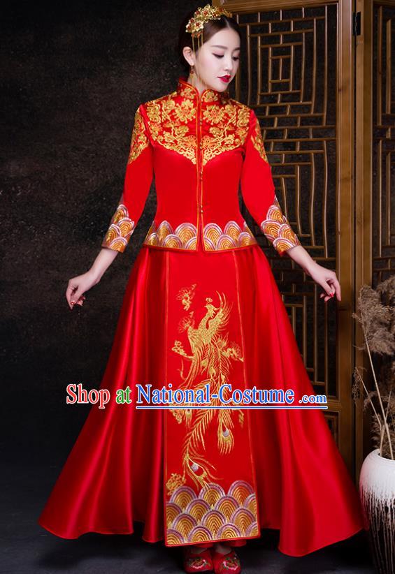 Traditional Chinese Wedding Costumes Traditional Xiuhe Suits Ancient Chinese bridal Full Dress