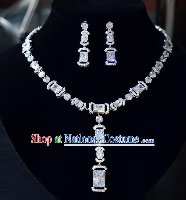 Top Grade Wedding Jewelry Accessories Bride Zircon Necklace and Earrings for Women