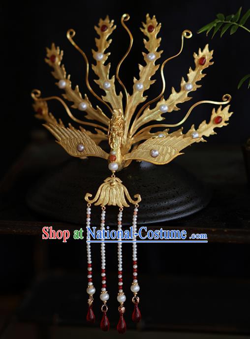 Chinese Traditional Phoenix Coronet Hair Accessories Ancient Empress Tassel Hairpins for Women