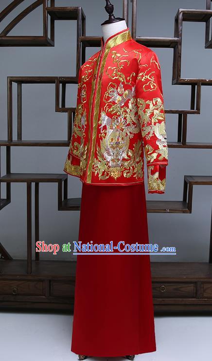 Traditional Chinese Wedding Costumes Traditional Xiuhe Suits Ancient Chinese bridal Full Dress