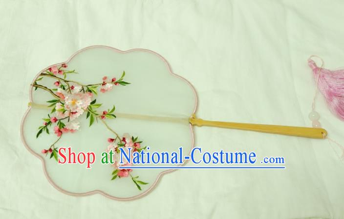 Chinese Traditional Ancient Palace Fan Embroidered Peach Blossom Fans for Women