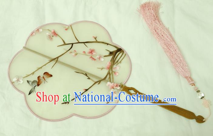 Chinese Traditional Ancient Palace Fan Embroidered Plum Blossom Fans for Women