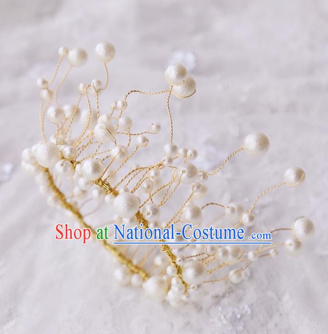 Top Grade Wedding Hair Accessories Bride Pearls Royal Crown for Women