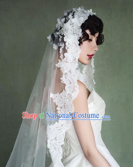 Top Grade Bride Hair Accessories Lace Wedding Veil Headwear for Women