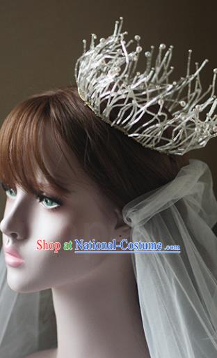 Top Grade Wedding Hair Accessories Bride Pearls Round Royal Crown for Women