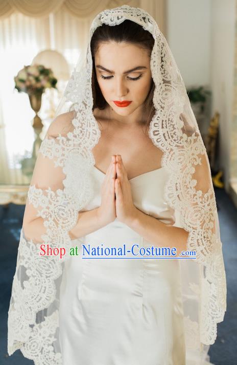 Top Grade Bride Hair Accessories Wedding Lace Veil Headwear for Women