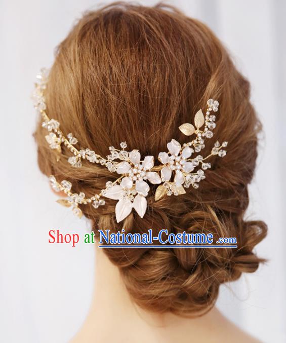 Top Grade Wedding Hair Accessories Bride Golden Crystal Hair Comb for Women