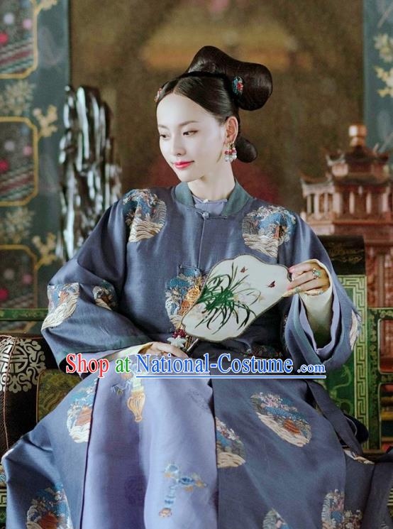 Chinese Ancient Drama Story of Yanxi Palace Qing Dynasty Imperial Consort Costumes and Headpiece Complete Set