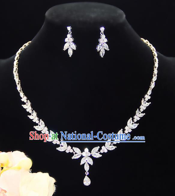 Top Grade Wedding Jewelry Accessories Bride Crystal Necklace and Earrings for Women