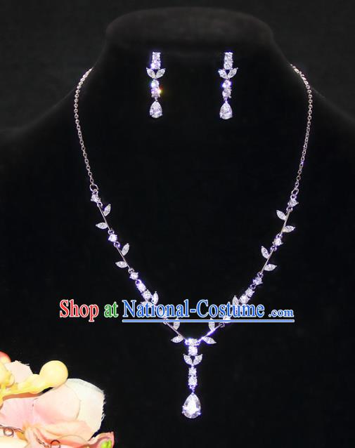 Top Grade Wedding Jewelry Accessories Bride Zircon Necklace and Earrings for Women