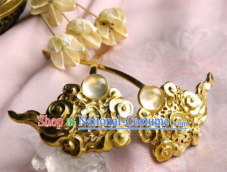 Chinese Traditional Hair Accessories Ancient Empress Golden Cloud Hairpins for Women