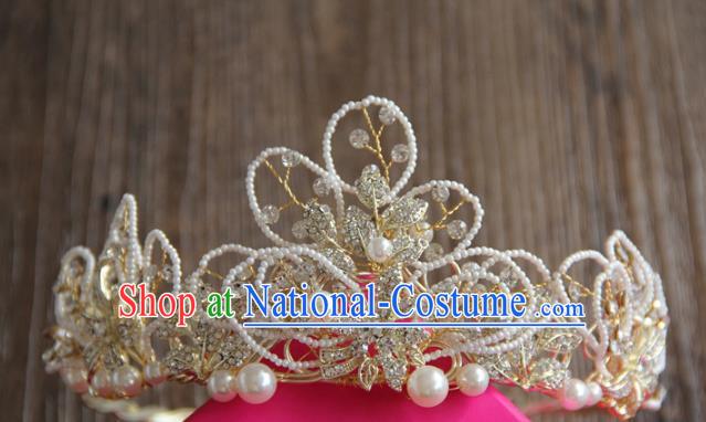 Top Grade Wedding Bride Hair Accessories Baroque Princess Beads Royal Crown for Women