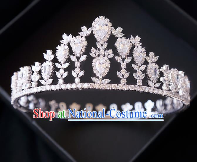 Top Grade Wedding Bride Hair Accessories Princess Zircon Hair Clasp Royal Crown for Women