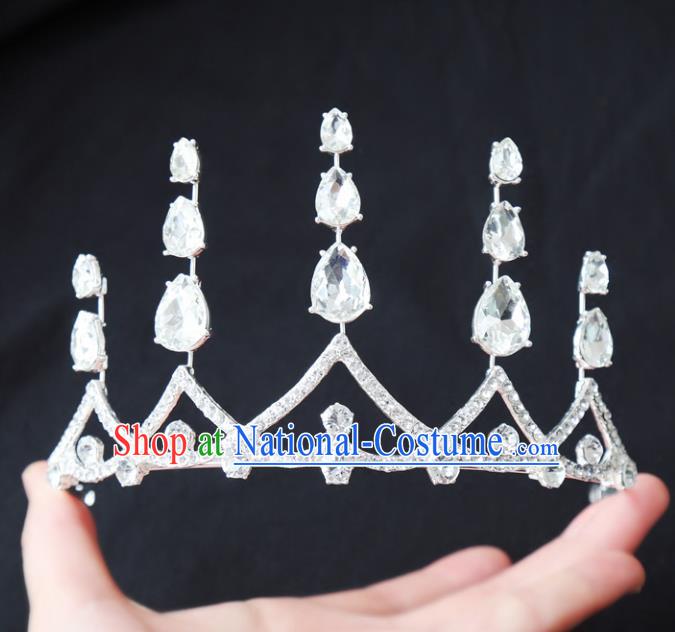 Top Grade Wedding Bride Hair Accessories Princess Crystal Hair Clasp Royal Crown for Women