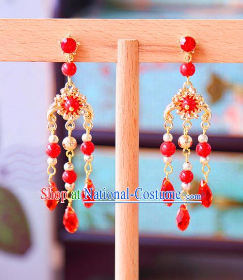 Top Grade Wedding Bride Jewelry Accessories Princess Red Crystal Earrings for Women