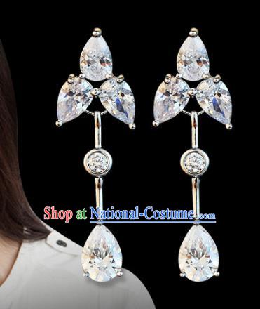 Top Grade Wedding Bride Jewelry Accessories Princess Crystal Earrings for Women