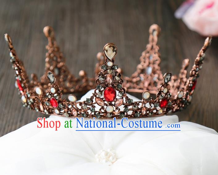 Top Grade Wedding Bride Hair Accessories Princess Hair Clasp Black Round Royal Crown for Women