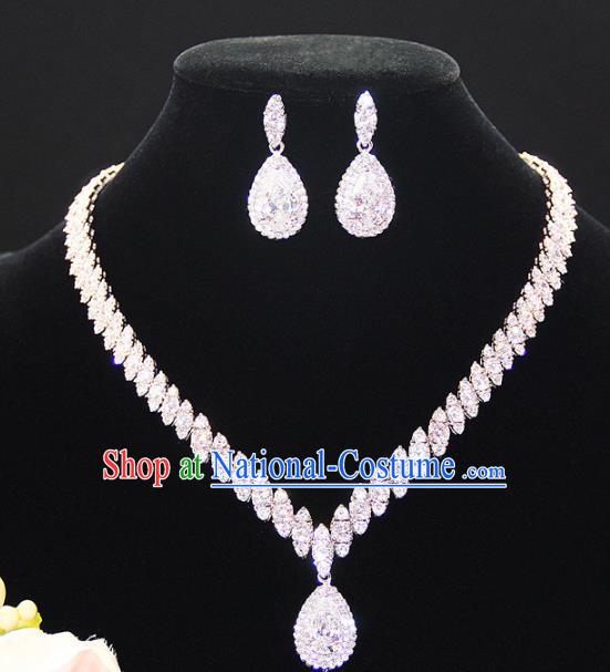 Top Grade Wedding Bride Jewelry Accessories Crystal Necklace and Earrings for Women