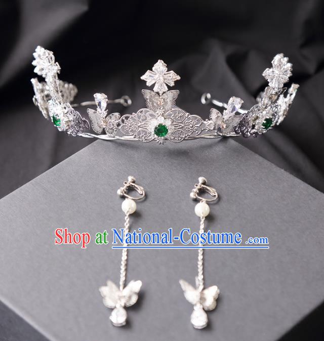 Top Grade Wedding Bride Hair Accessories Princess Crystal Royal Crown and Earrings for Women