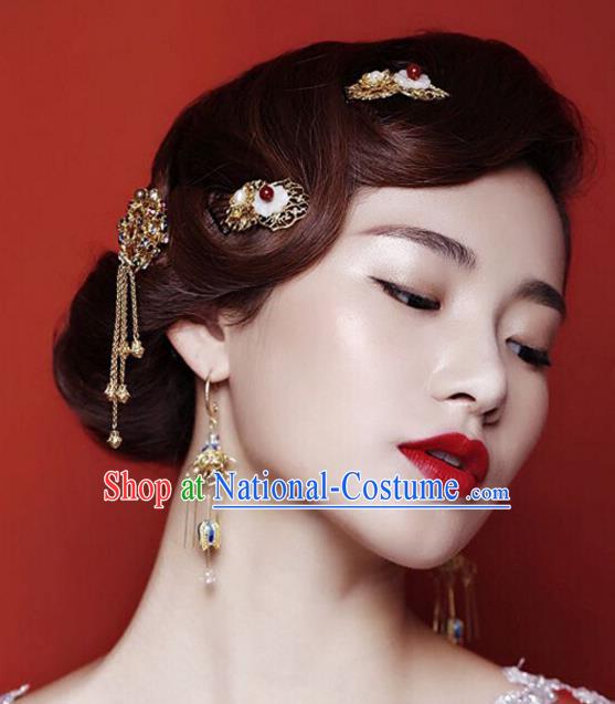 Top Grade Chinese Wedding Hair Accessories Ancient Bride Hairpins Complete Set for Women