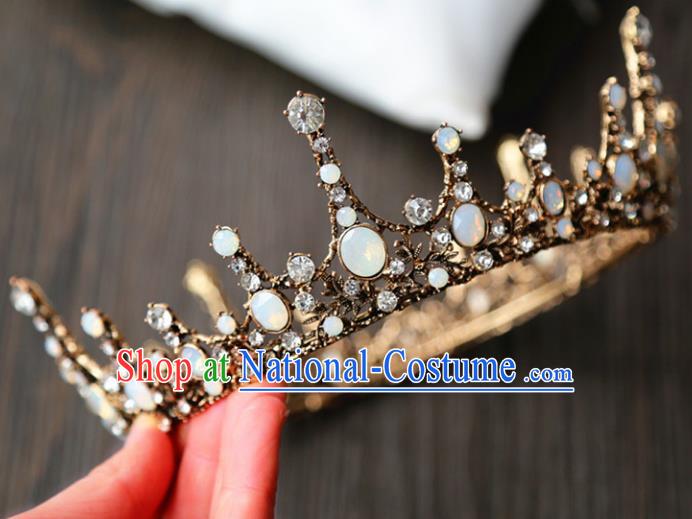 Top Grade Wedding Bride Hair Accessories Baroque Queen Black Royal Crown for Women