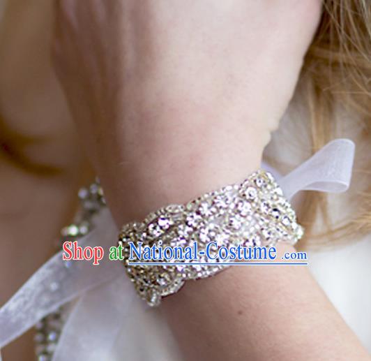 Handmade Wedding Waist Accessories Baroque Bride Crystal Wristlet Bracelet for Women