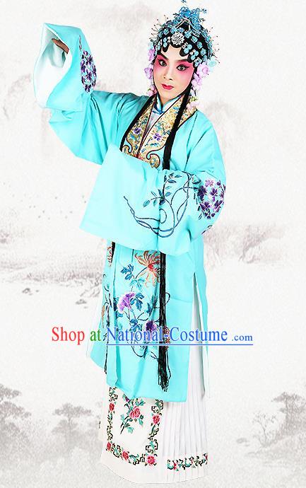 Professional Chinese Beijing Opera Costumes Ancient Peking Opera Actress Blue Clothing for Adults