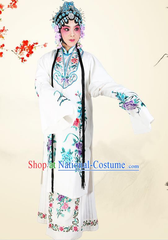 Professional Chinese Beijing Opera Costumes Ancient Peking Opera Actress White Clothing for Adults