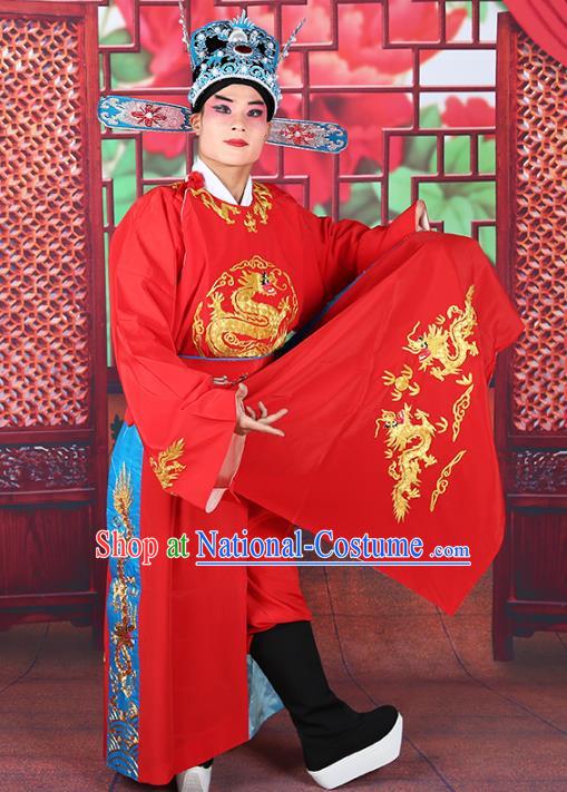 Professional Chinese Beijing Opera Costumes Peking Opera Niche Red Robe and Hat for Adults