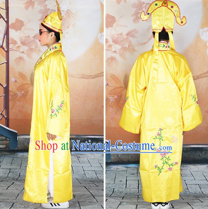 Traditional China Beijing Opera Costume Gifted Scholar Embroidered Robe and Hat Ancient Chinese Peking Opera Embroidery Clothing