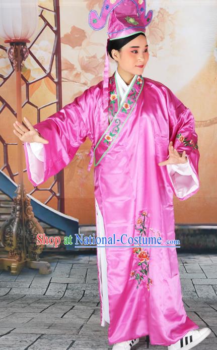 Professional Chinese Beijing Opera Costumes Peking Opera Gifted Scholar Purple Robe and Hat for Adults