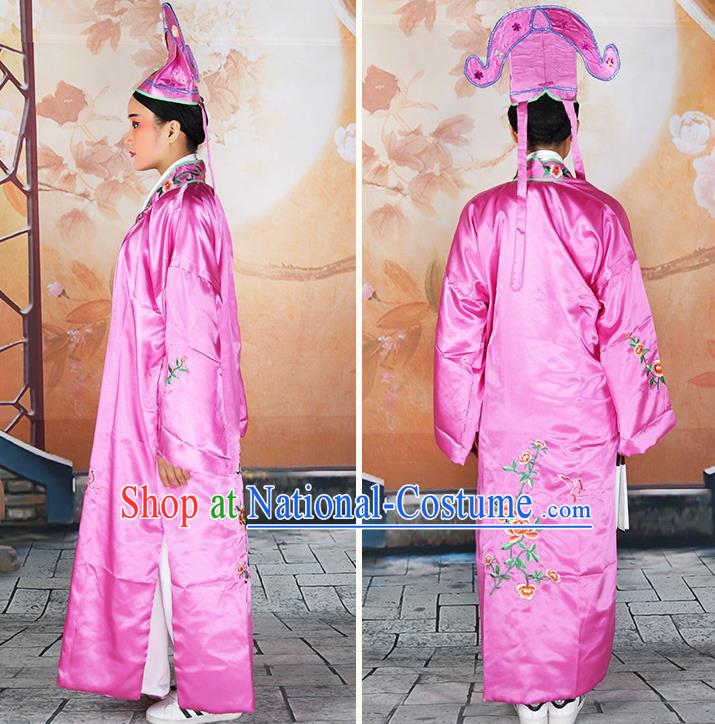 Traditional China Beijing Opera Costume Gifted Scholar Embroidered Robe and Hat Ancient Chinese Peking Opera Embroidery Clothing