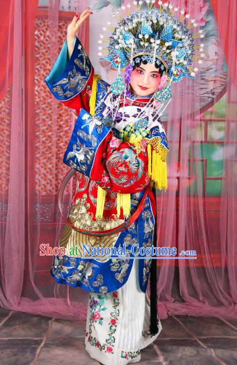 Professional Chinese Beijing Opera Imperial Consort Red Costumes and Phoenix Coronet for Adults