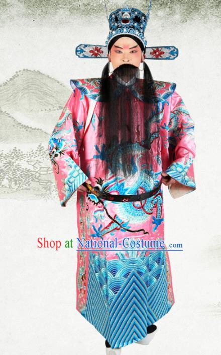 Professional Chinese Beijing Opera Costume Peking Opera Minister Pink Gwanbok Robe and Hat for Adults